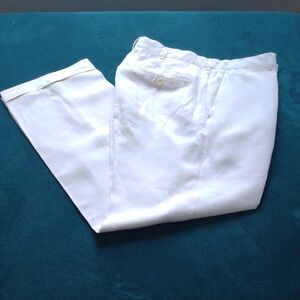 Vintage Polo by Ralph Lauren White Linen/Silk White Summer Pants 34 - 29.5